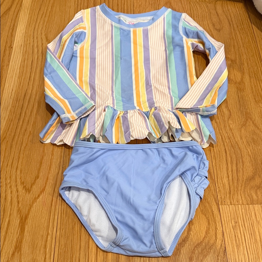 Ruffle Butts Multicolor Striped Swim Set